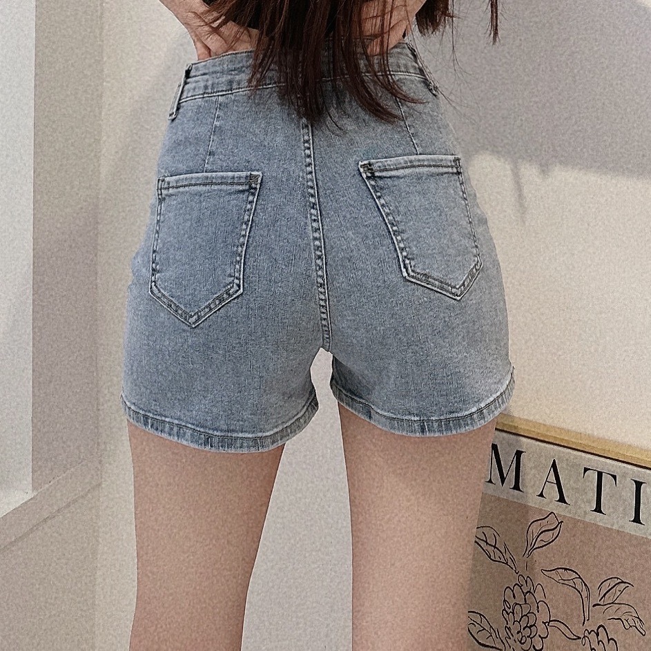 假口袋包臀牛仔短褲/二色