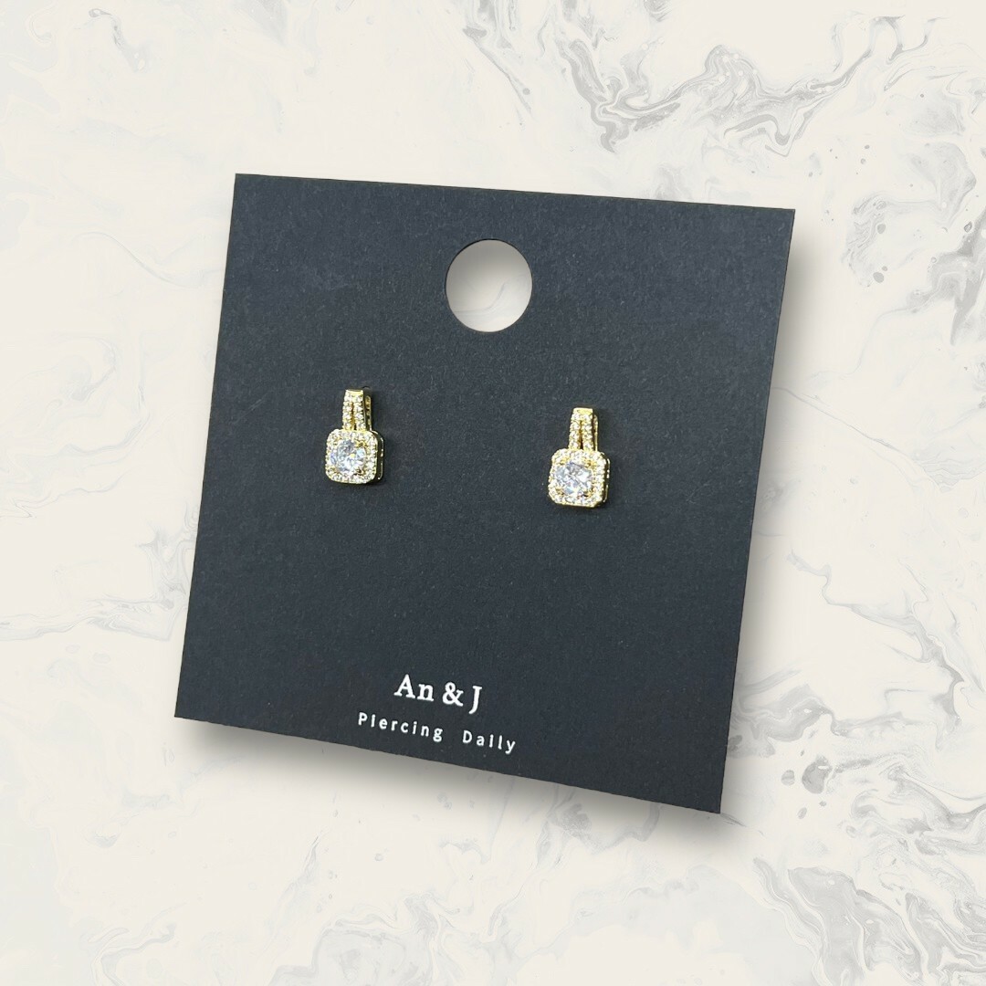 韓國直送-銀針 雙排線鋯下線鋯方框四點鋯