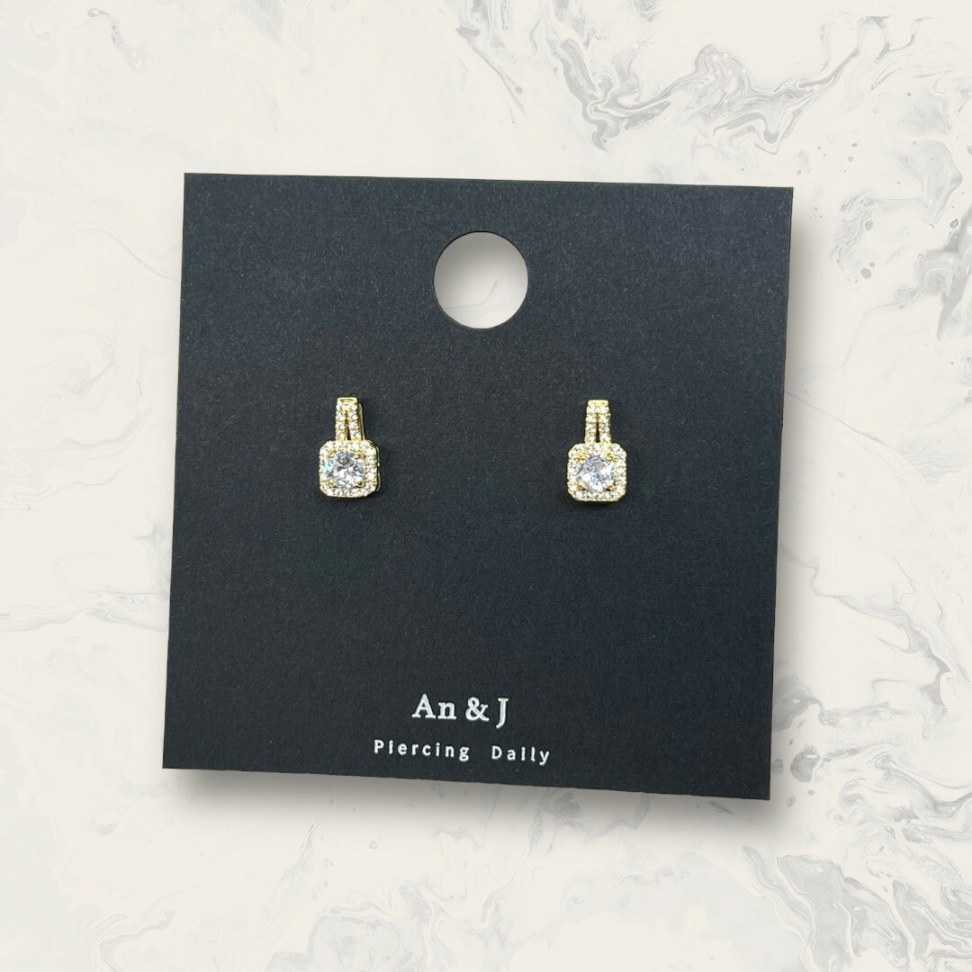 韓國直送-銀針 雙排線鋯下線鋯方框四點鋯