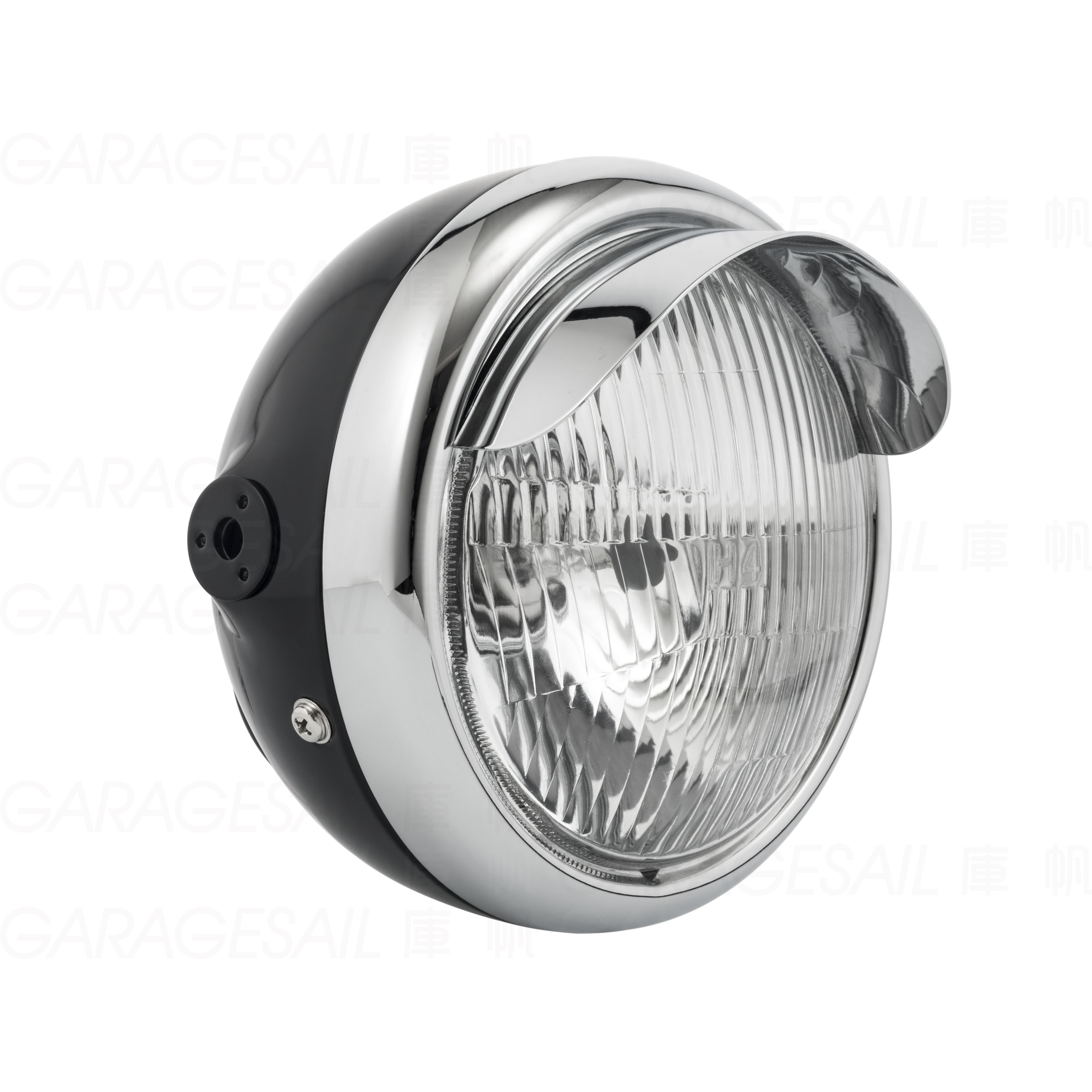 5.75吋圓 吊耳式 燈簷大燈 亮黑銀框