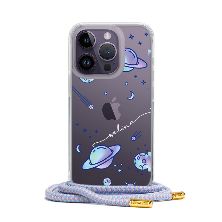 紫色星球 - (客製化) iPhone透明掛繩手機殼