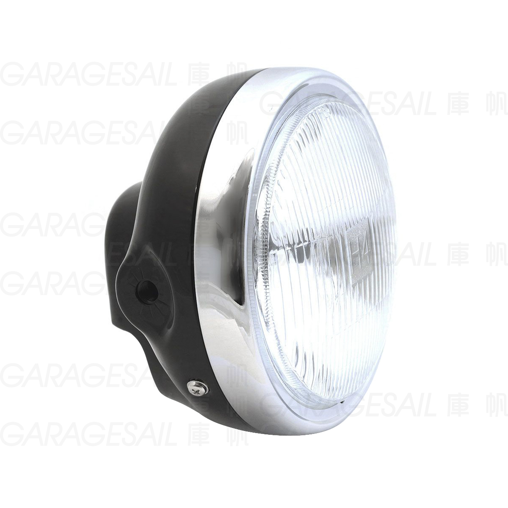 6.25吋圓 吊耳式 大燈 - 亮黑銀框