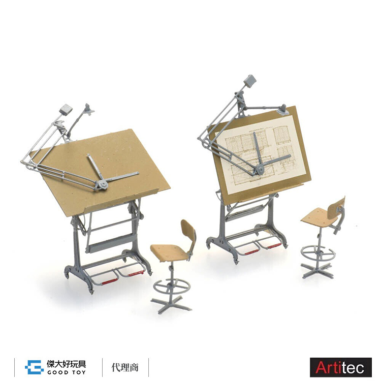 Artitec 387.474 (HO:1/87) Architect's tables and chairs  (2X)
