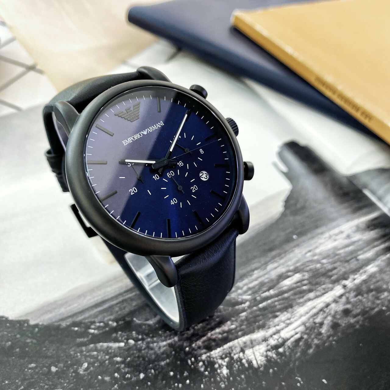 【EMPORIO ARMANI】AR11351 (Black BLUE)  45mm Modern Watch