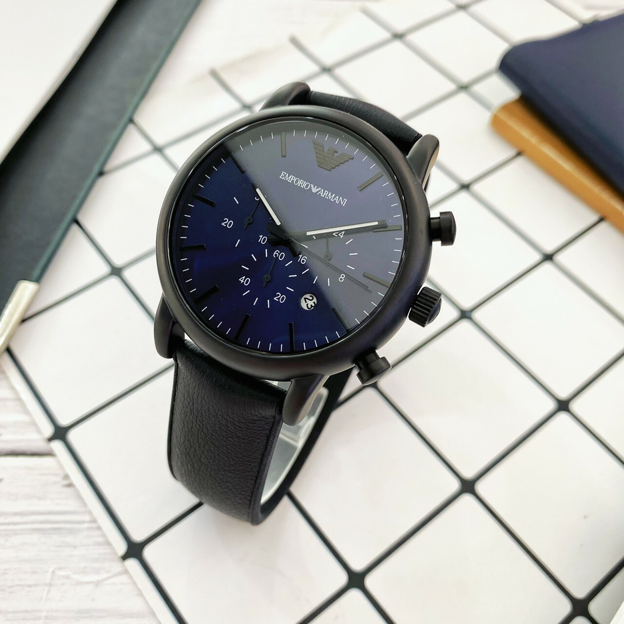 【EMPORIO ARMANI】AR11351 (Black BLUE)  45mm Modern Watch