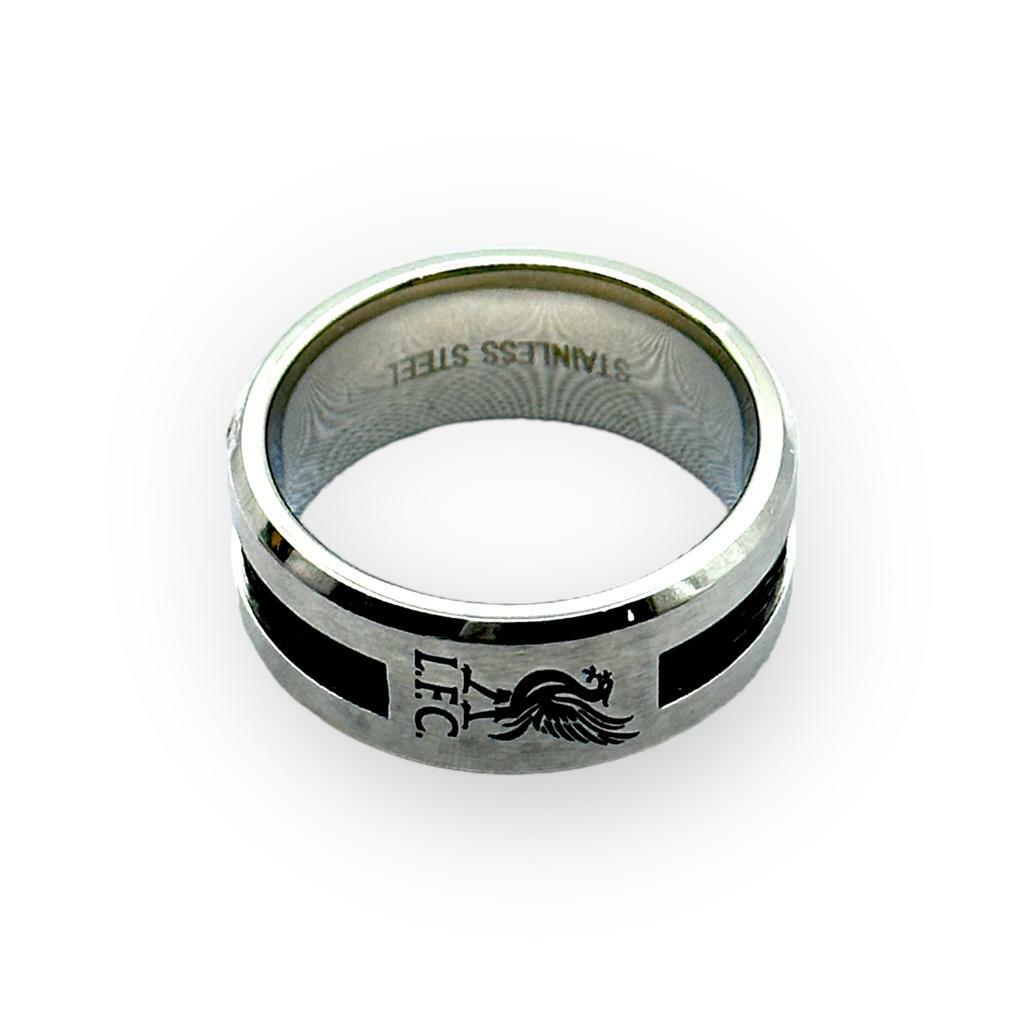 利物浦銀色黑間黑LFC會徽戒指