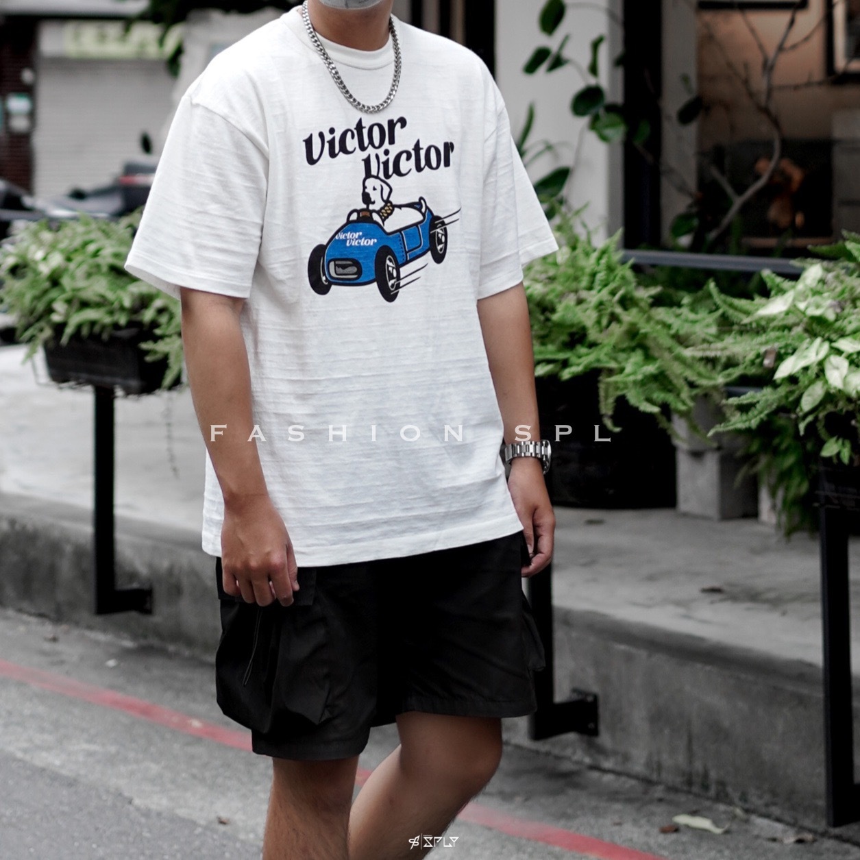 Human Made x Victor Victor T-Shirt White 賽車藍狗狗