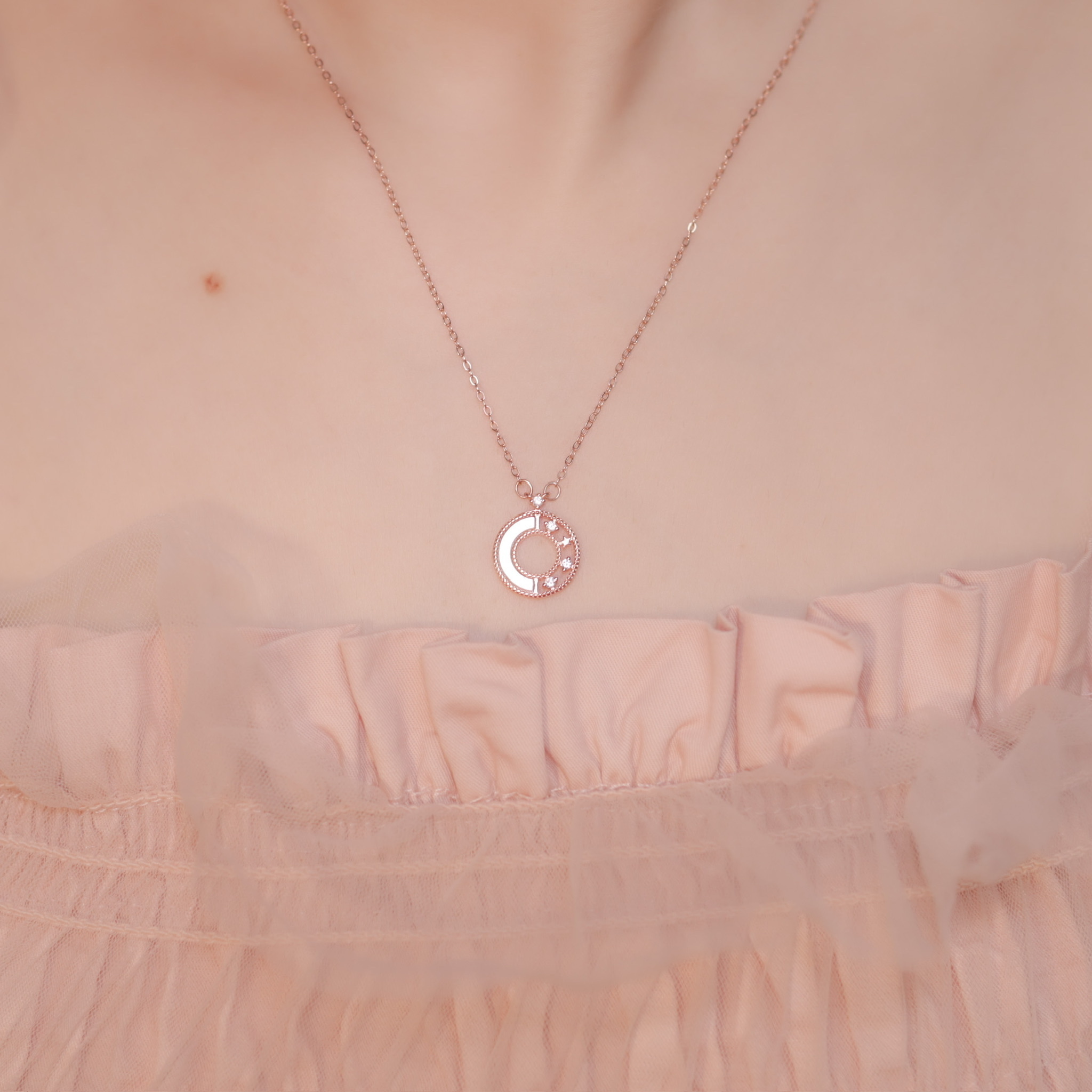 | 925 Silver・White Gold・Rose Gold | Galaxy Turntable Necklace（Silver / Rose Gold） | NE0275 |