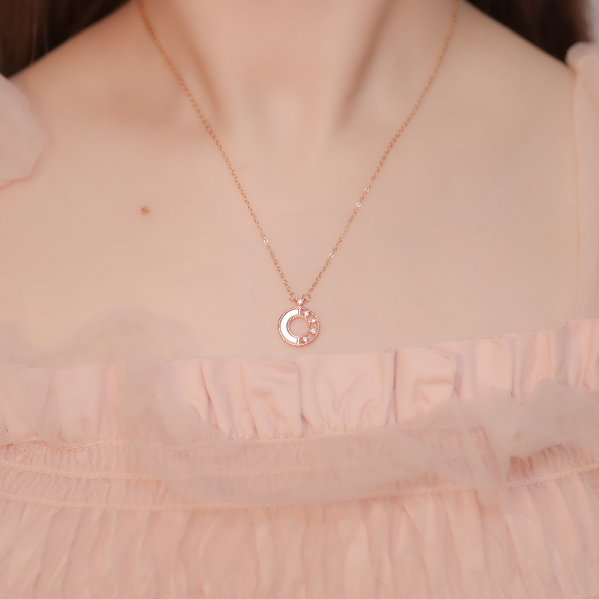 | 925 Silver・White Gold・Rose Gold | Galaxy Turntable Necklace（Silver / Rose Gold） | NE0275 |