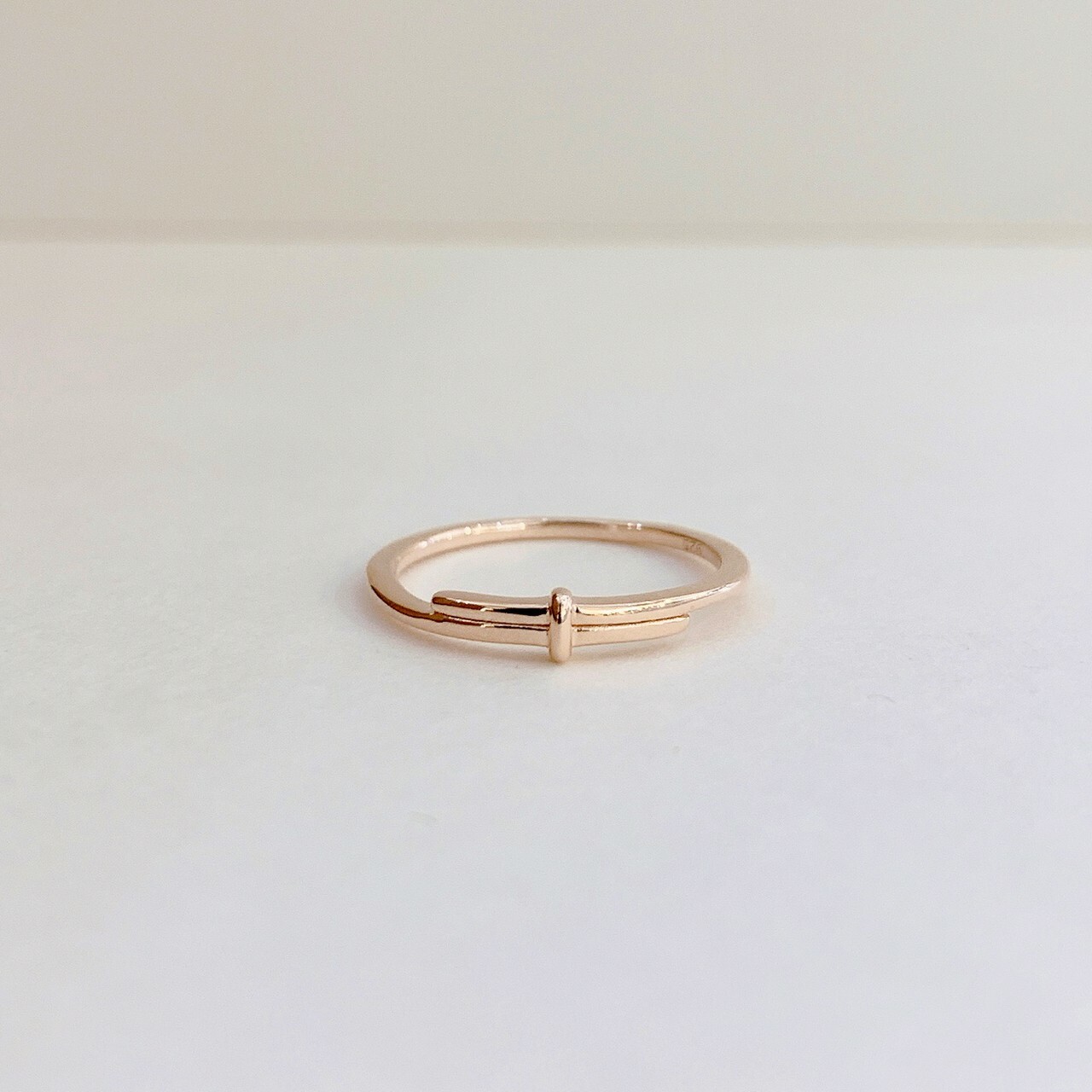 T字細扣 純銀戒指