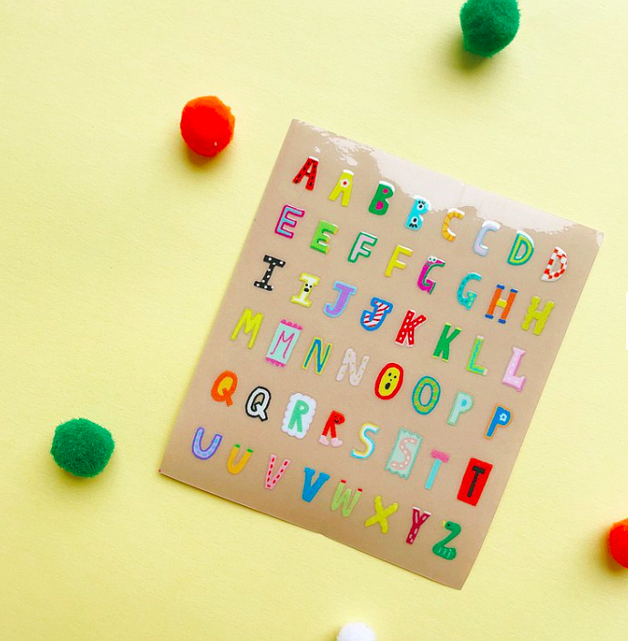 英文字母 水晶轉印貼紙 感壓貼紙｜馬卡龍腳趾