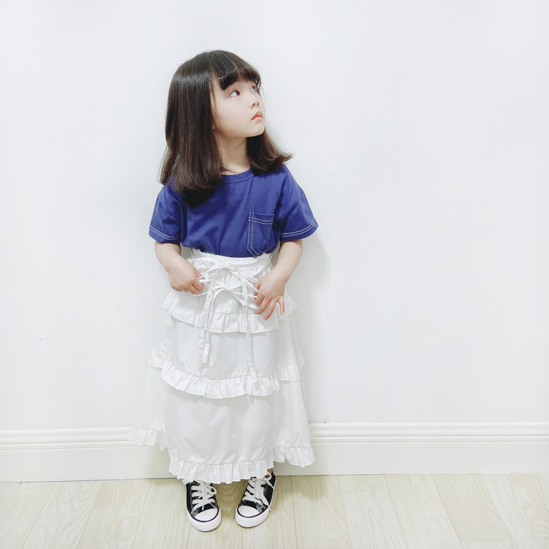 現貨 白色L 親子款 荷葉拼接蛋糕裙背帶兩穿 白色