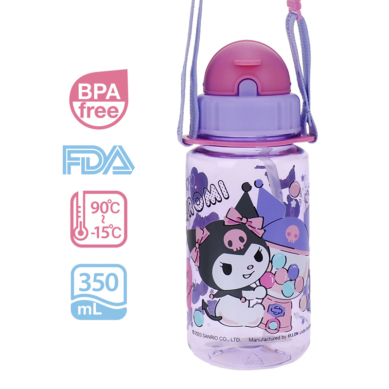 Kuromi 350ml 膠水樽連飲管及頸繩 9-4980-33