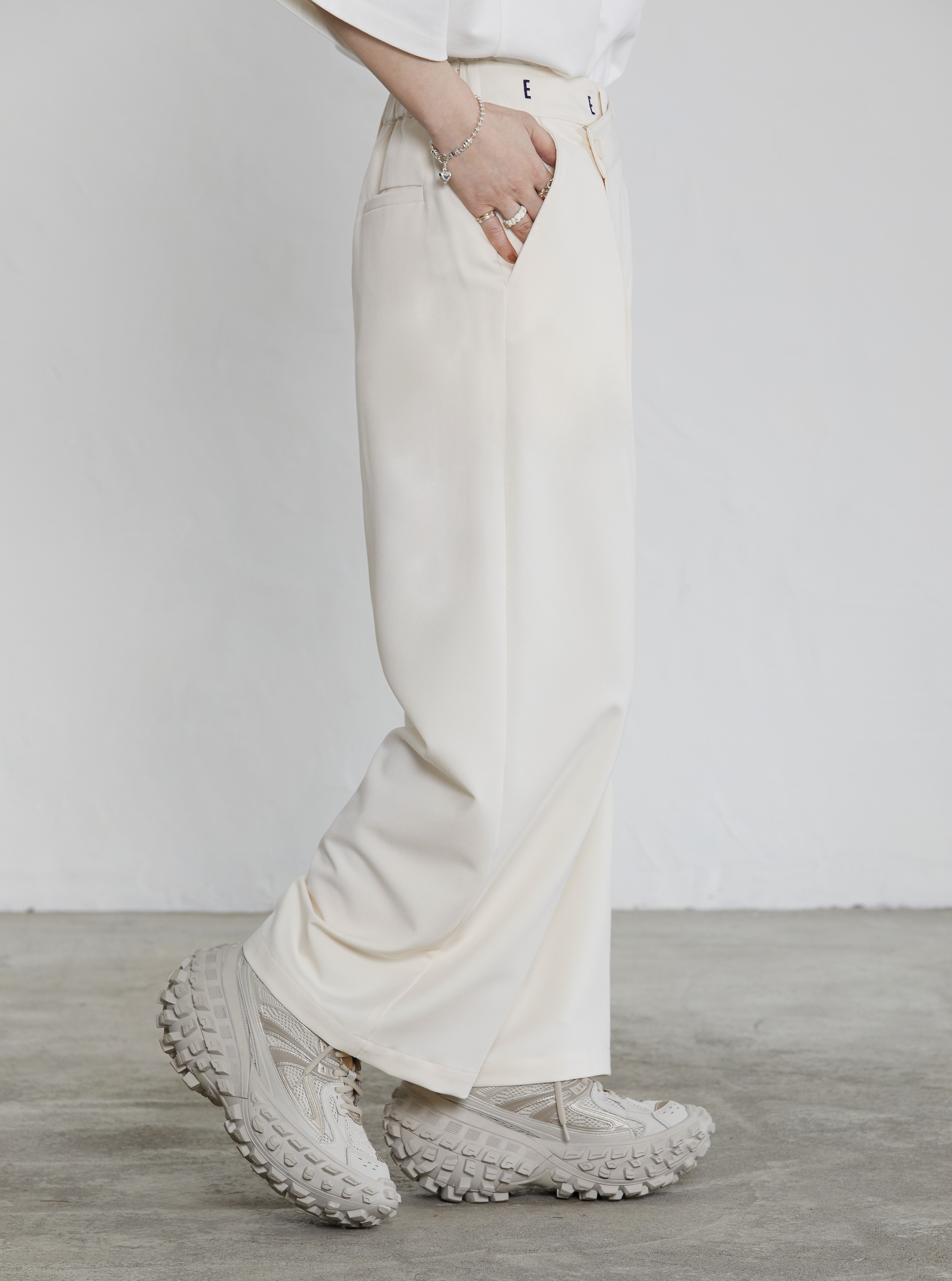 Cross-Over Waist Trousers | Beige