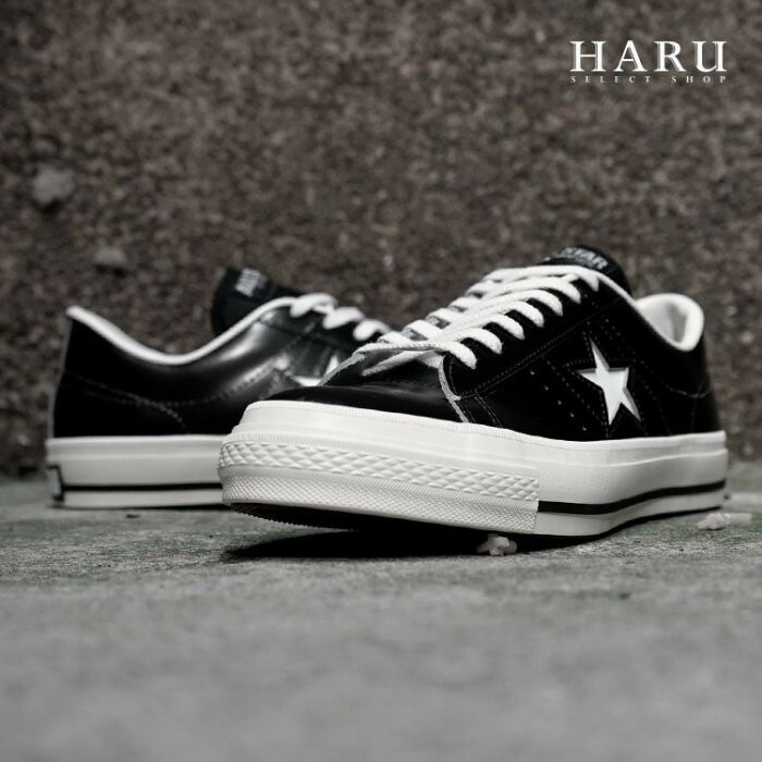 [HAru] 日本製造CONVERSE ONE STAR J 真牛皮黑白皮革低筒男鞋