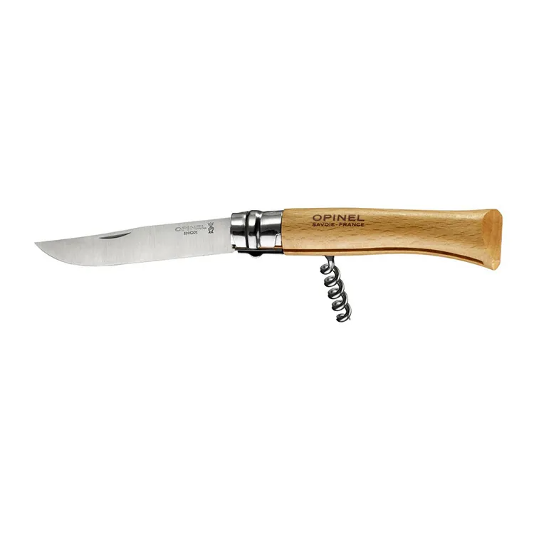 Opinel No.10 Corkscrew Wine and Cheese Stainless Steel Folding Knife
