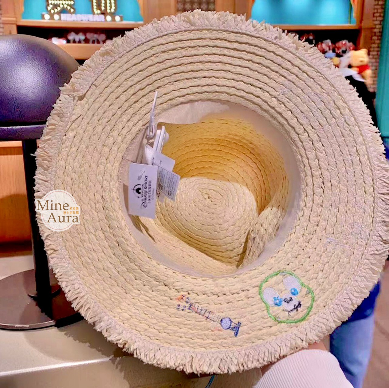 奧樂米拉 海龜 OluMel 貼布刺繡 編織 草帽 遮陽帽 帽子 -上海迪士尼樂園