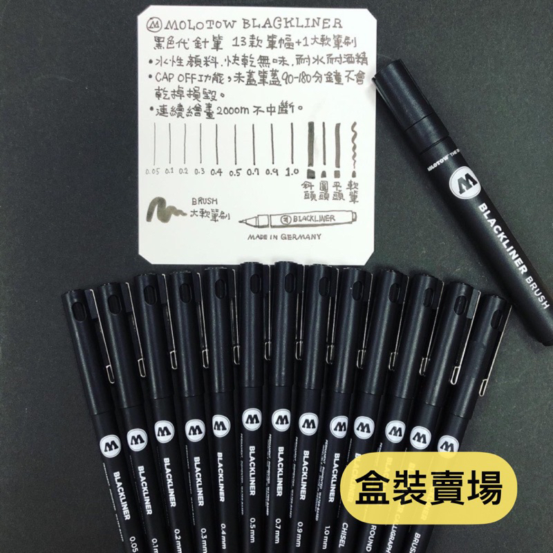 德國 MOLOTOW BLACKLINER 黑色 代針筆 盒裝