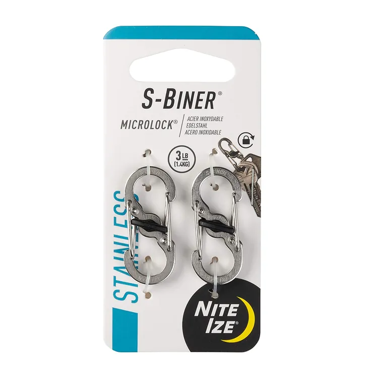 Nite Ize S-Biner MicroLock Stainless Steel 不鏽鋼半號8字扣帶鎖 ( 2 件裝 )
