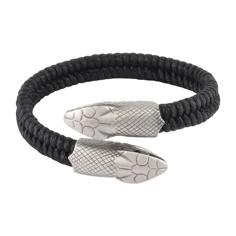 Bico手環，男士手環 黑色手工編織；雙頭蛇設計獨特魅力（3171）