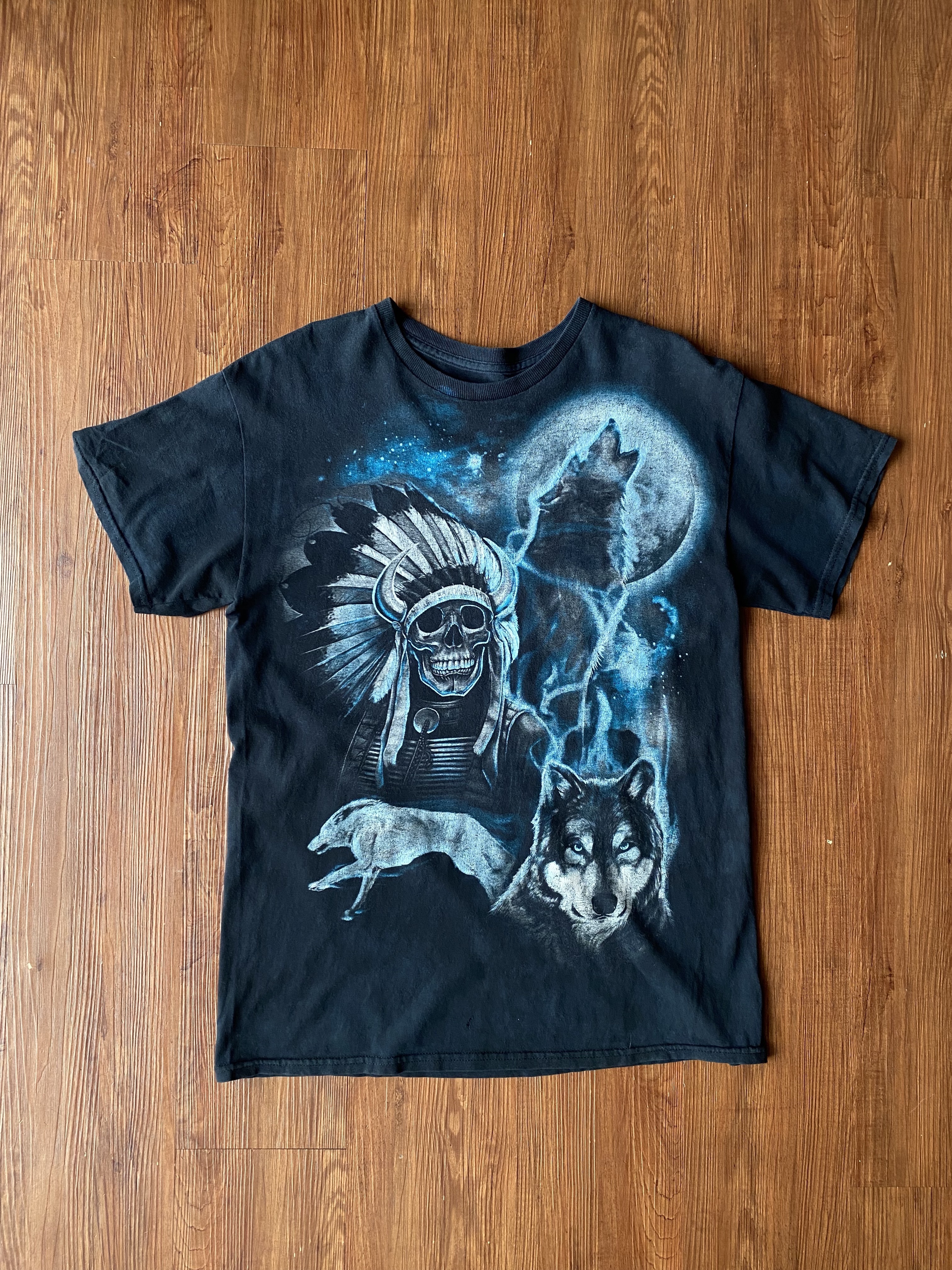 Vintage T-shirt / 古著印地安骷魯頭與狼短Ｔ