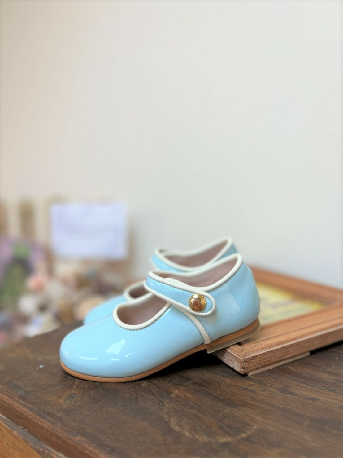 POPPEE 滾邊瑪莉珍鞋 BULLE - charol menorca 漆皮水藍