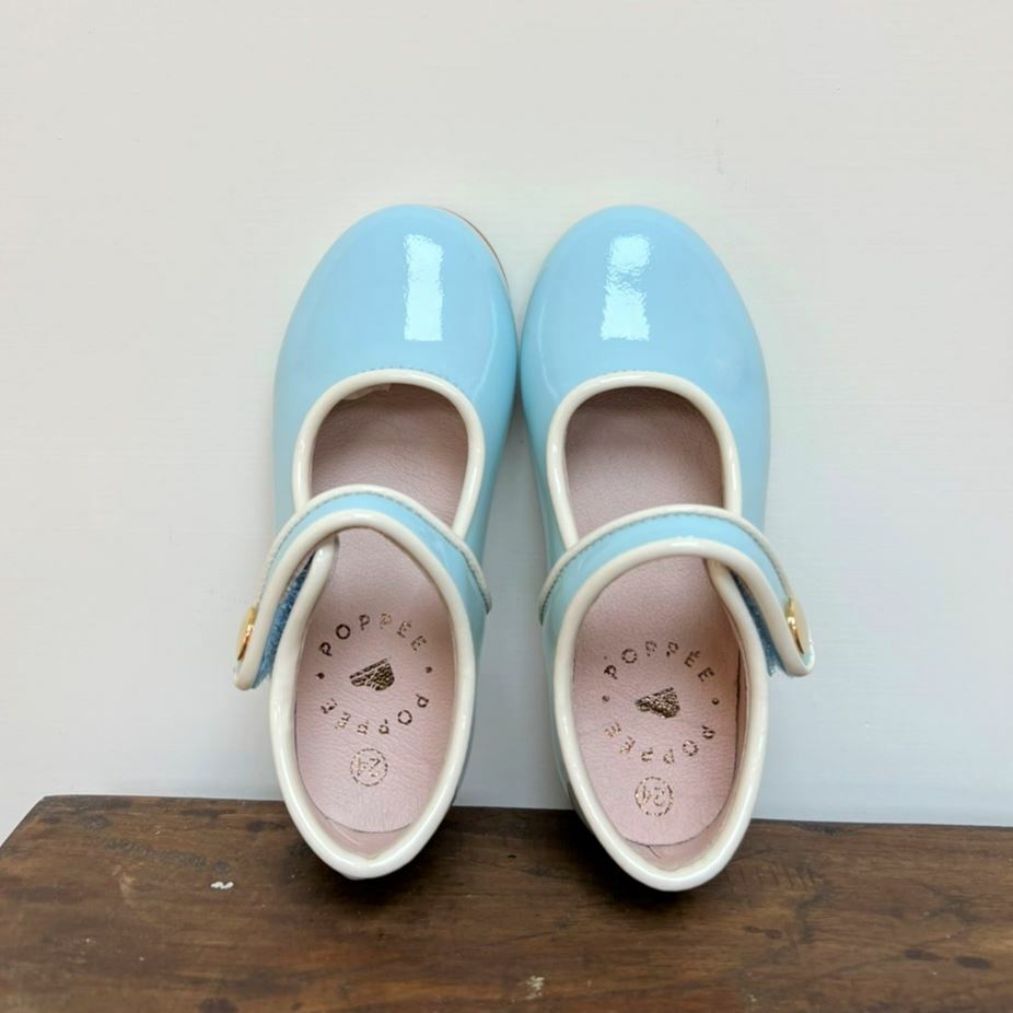 POPPEE 滾邊瑪莉珍鞋 BULLE - charol menorca 漆皮水藍