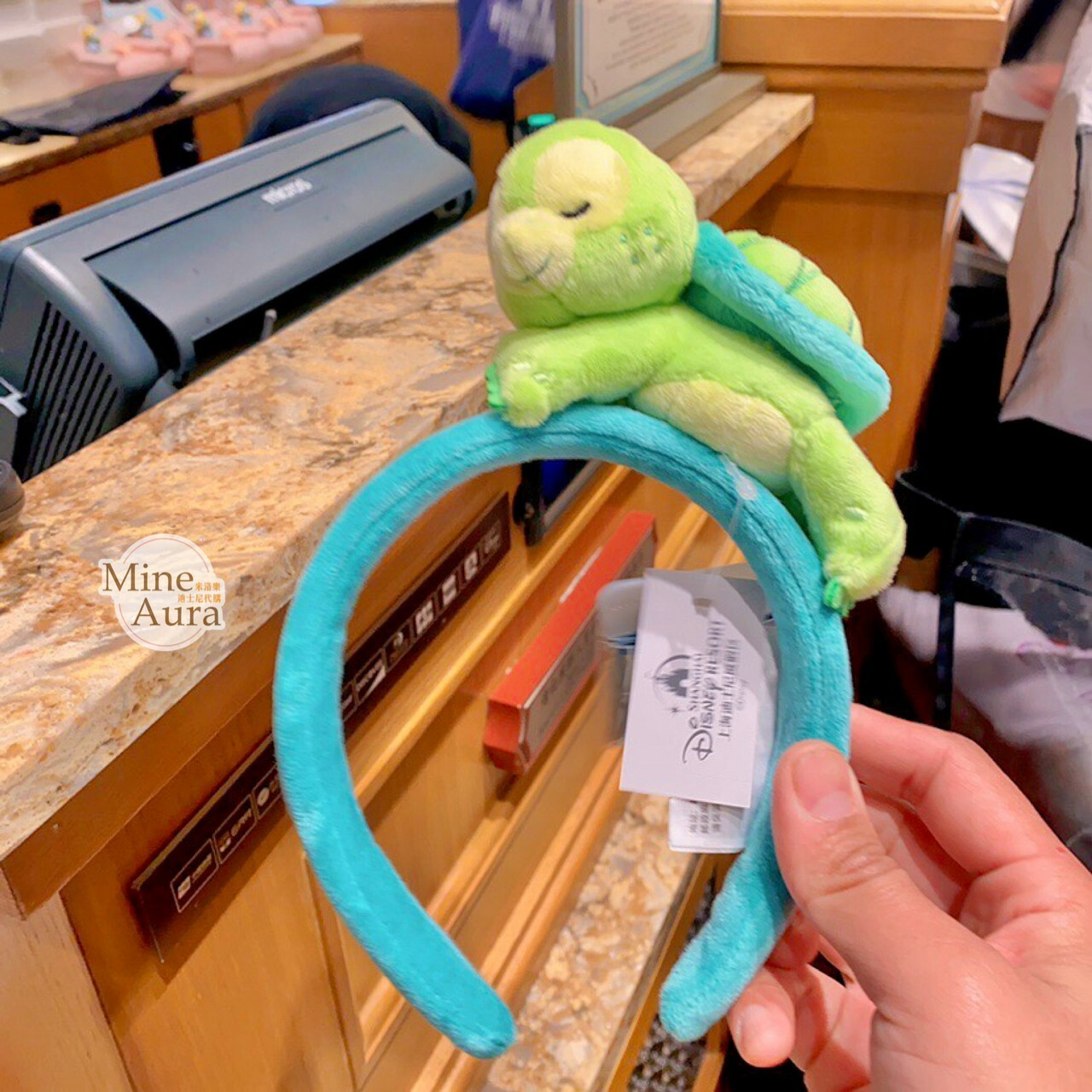 奧樂米拉 海龜 OluMel 絨毛趴趴睡顏 造型 髮圈 髮箍 -上海迪士尼樂園