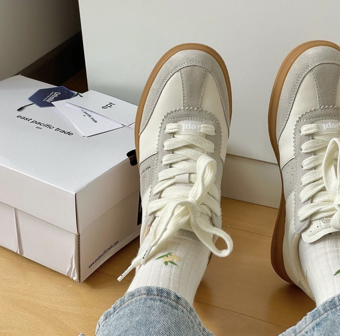 <快速出貨> EPT 復古德訓鞋 灰白拼接(OFF WHITE/GREY)