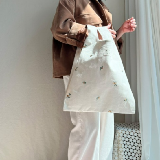 Dot to Dot 大容量帆布購物袋(附贈化妝包)