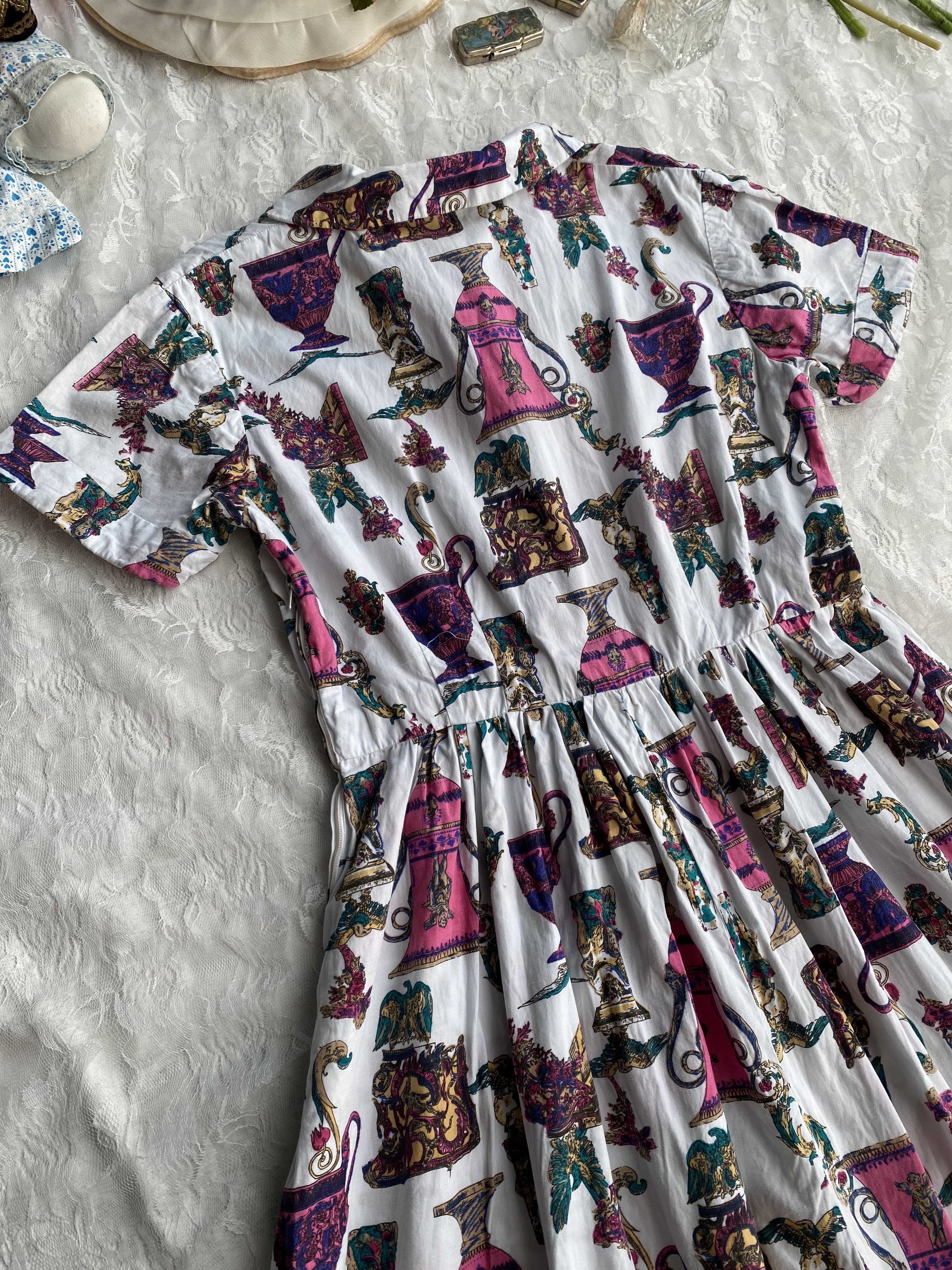 Vintage Dress / 古著歐風圖騰傘狀洋裝