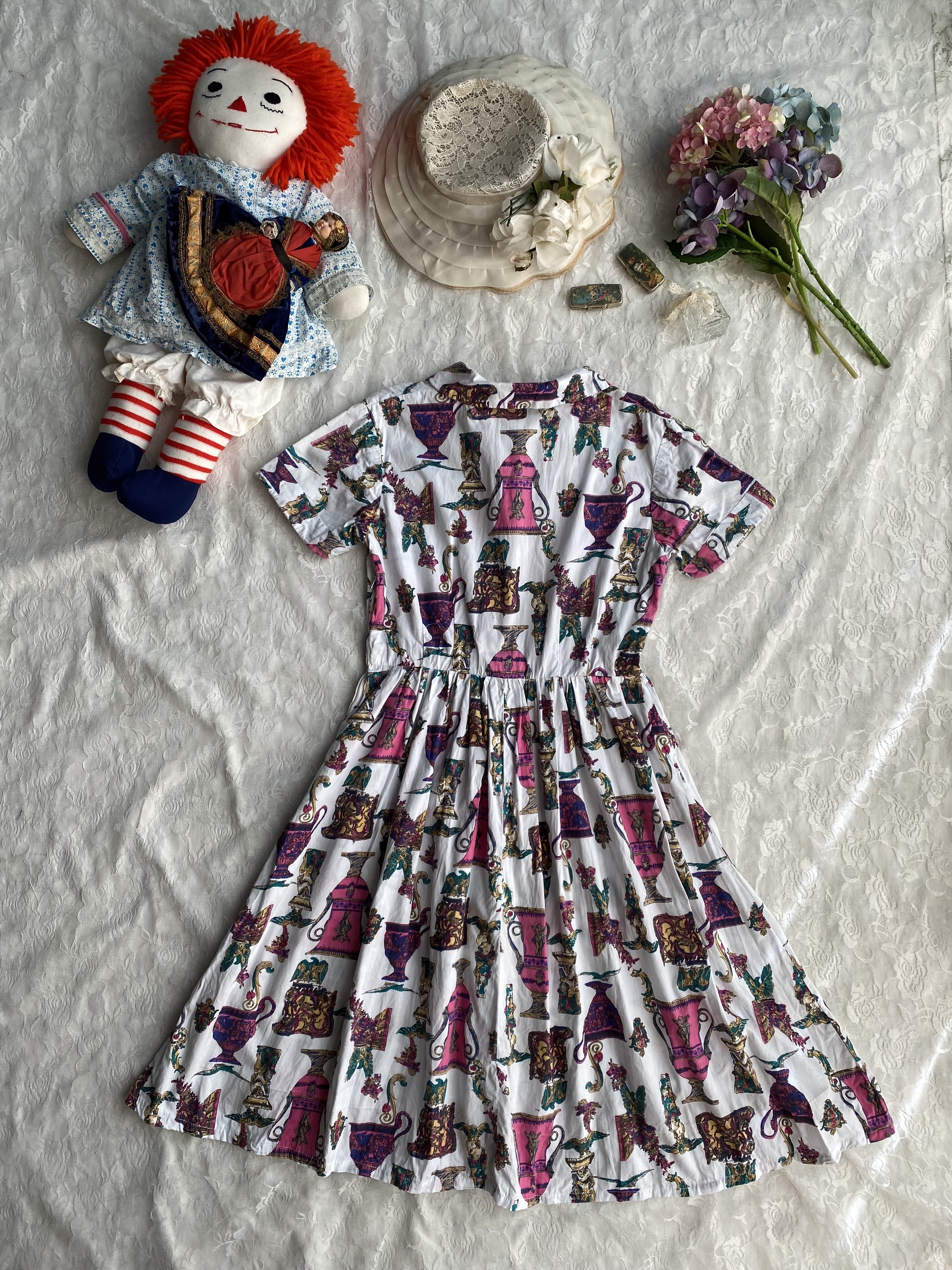 Vintage Dress / 古著歐風圖騰傘狀洋裝