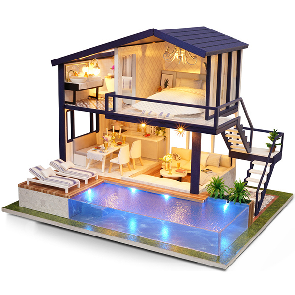 AKI Japan DIY Handmade Time Apartment Swimming Pool Model Big Villa (A0127)