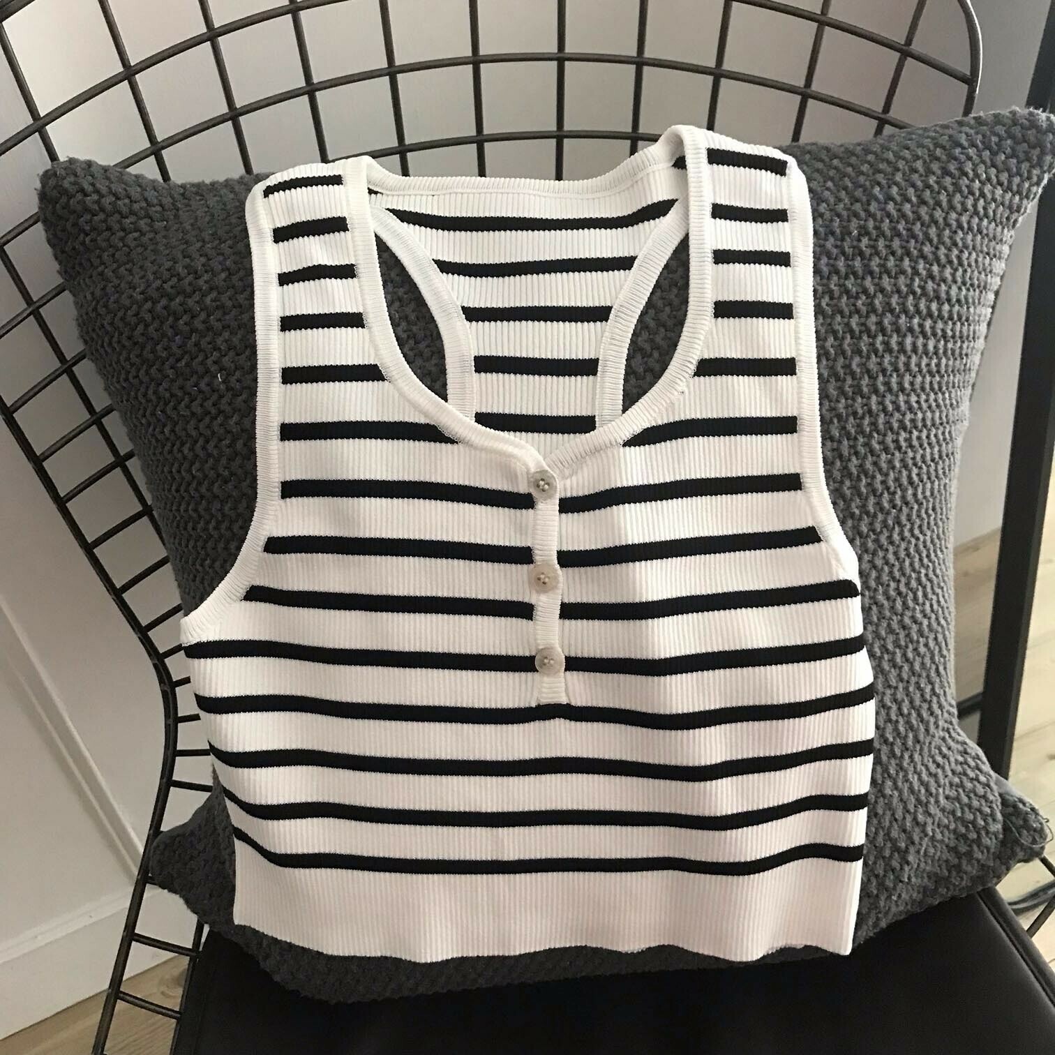 橫條前排扣工字背心