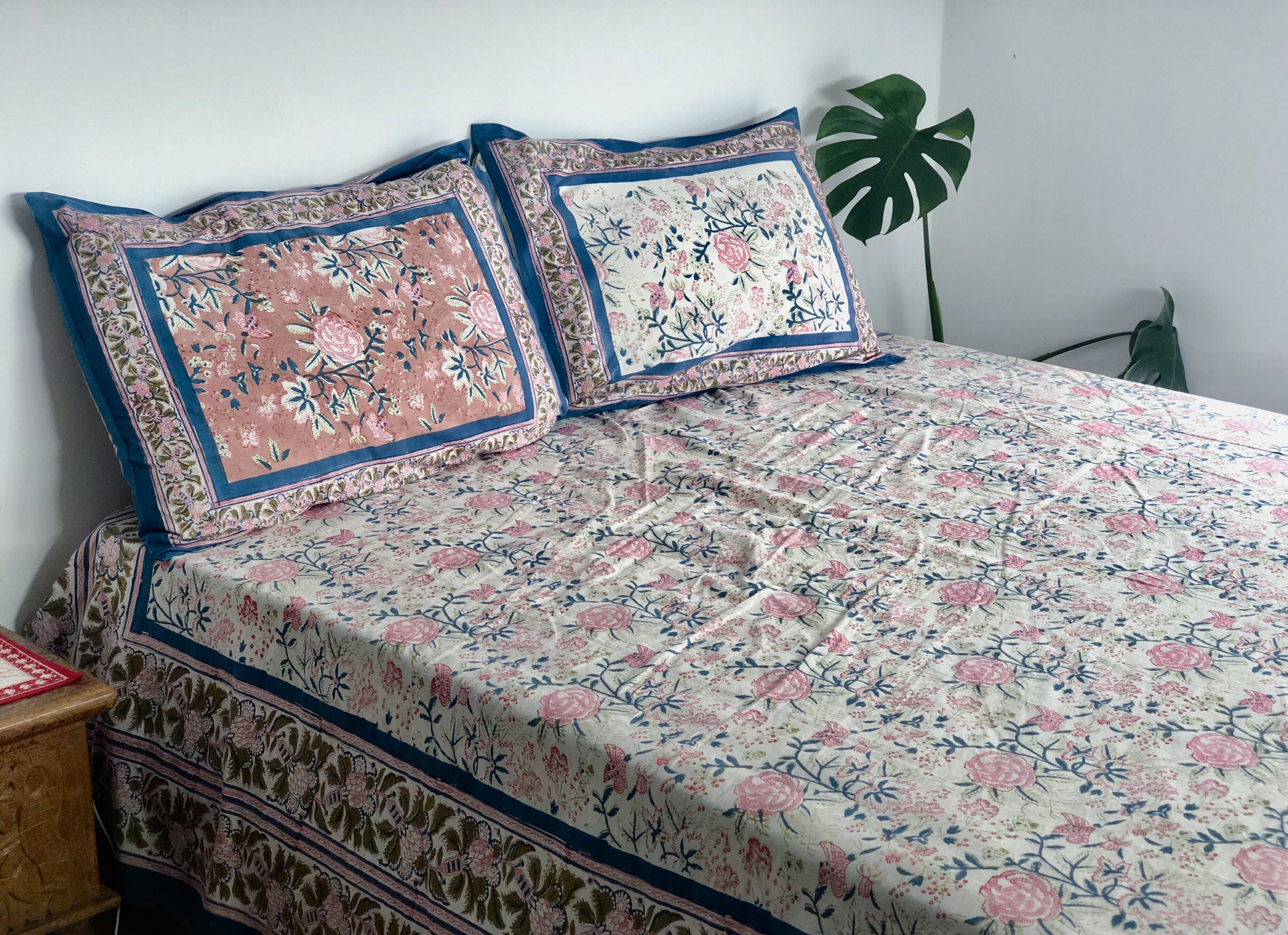 伊斯坦堡胭玫瑰 純棉植染蓋印平鋪床單