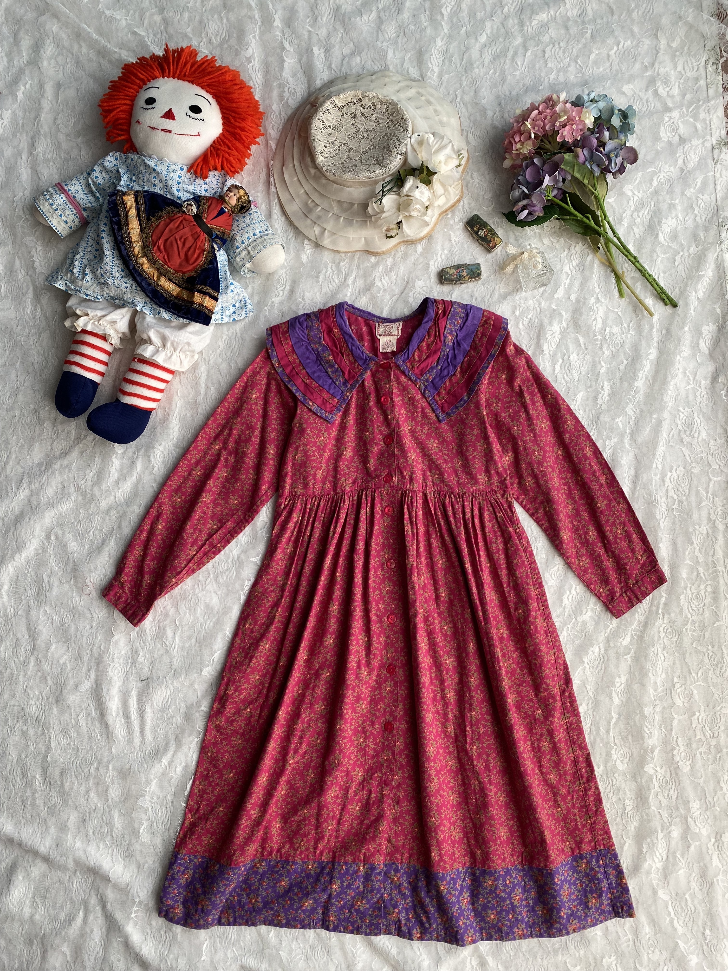 Vintage Dress / Cornelloki古著大領片後綁帶碎花洋裝