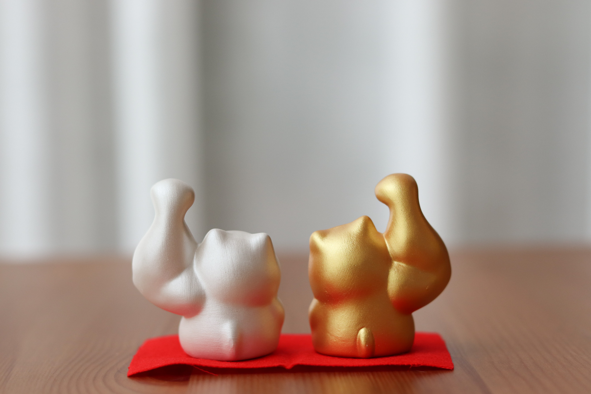 日本 龍虎堂 剛腕 金銀招財貓擺飾