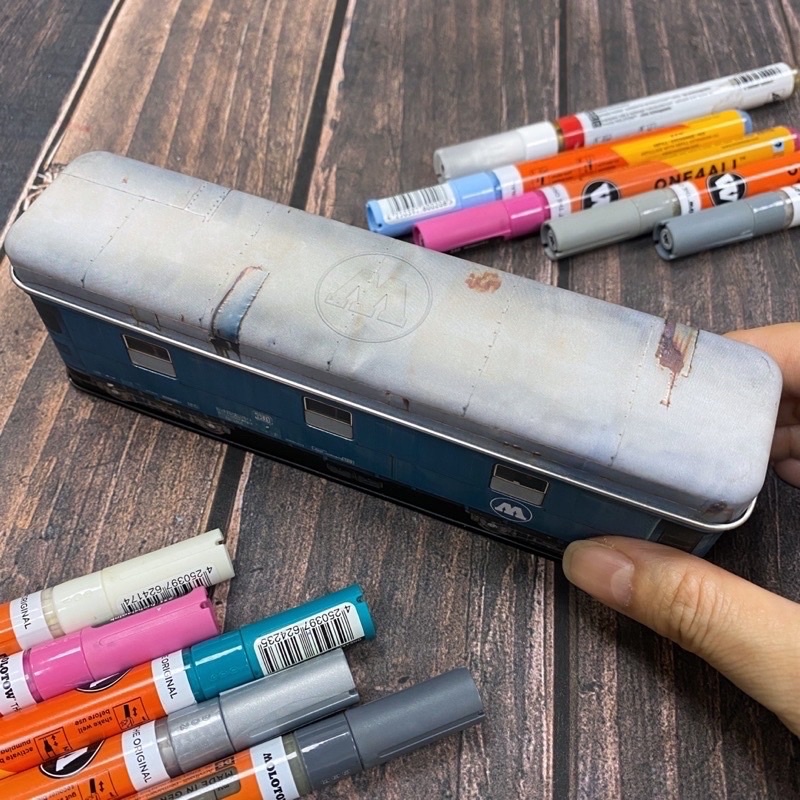 德國 Molotow 小火車 鐵製 鉛筆盒