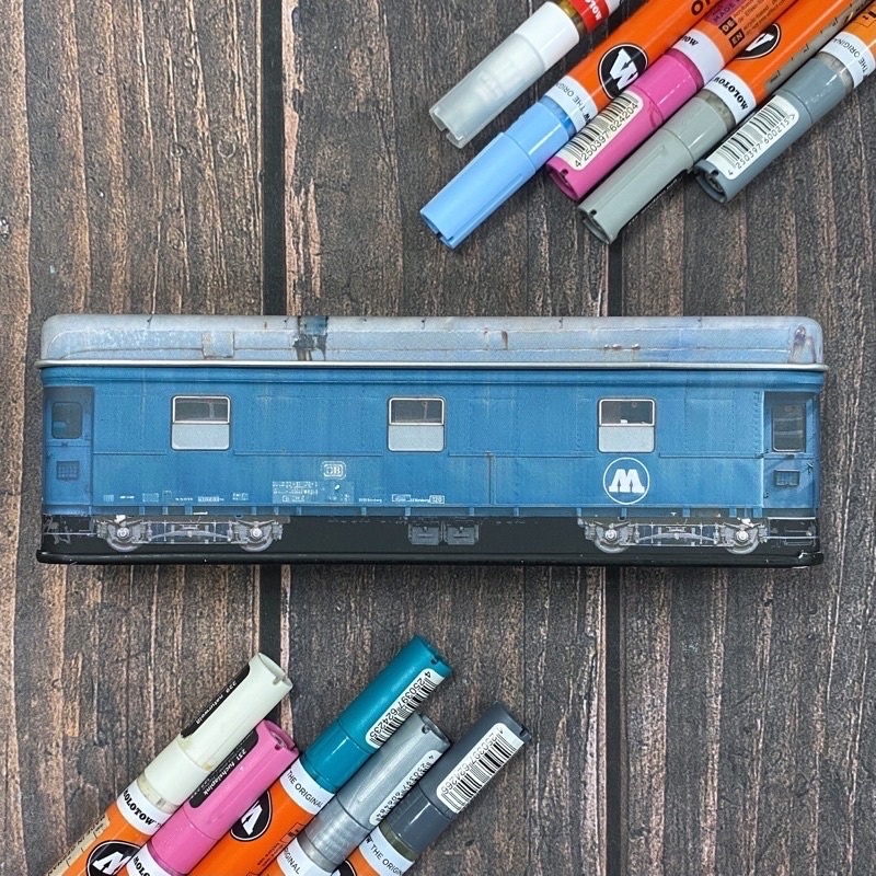 德國 Molotow 小火車 鐵製 鉛筆盒