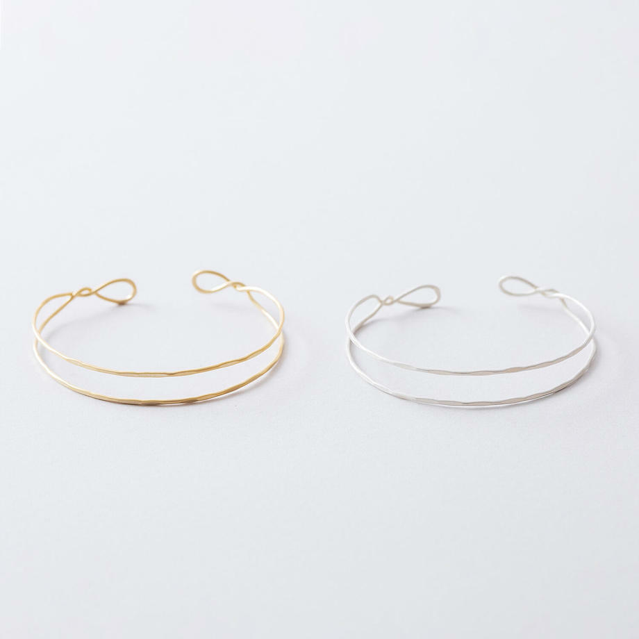 Pisceans-雙線波紋手環／金色