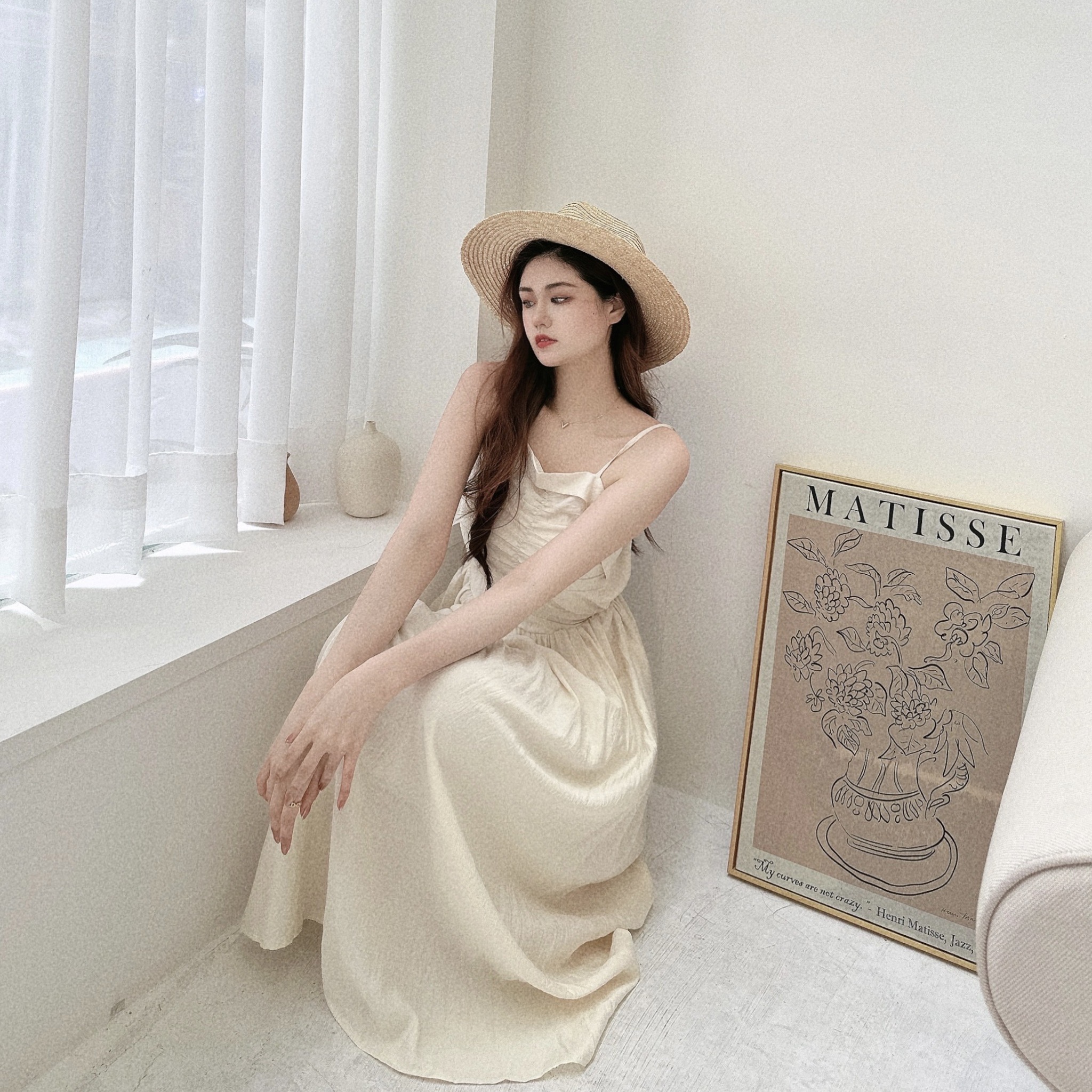 美背桃心抓皺飄飄洋裝/三色