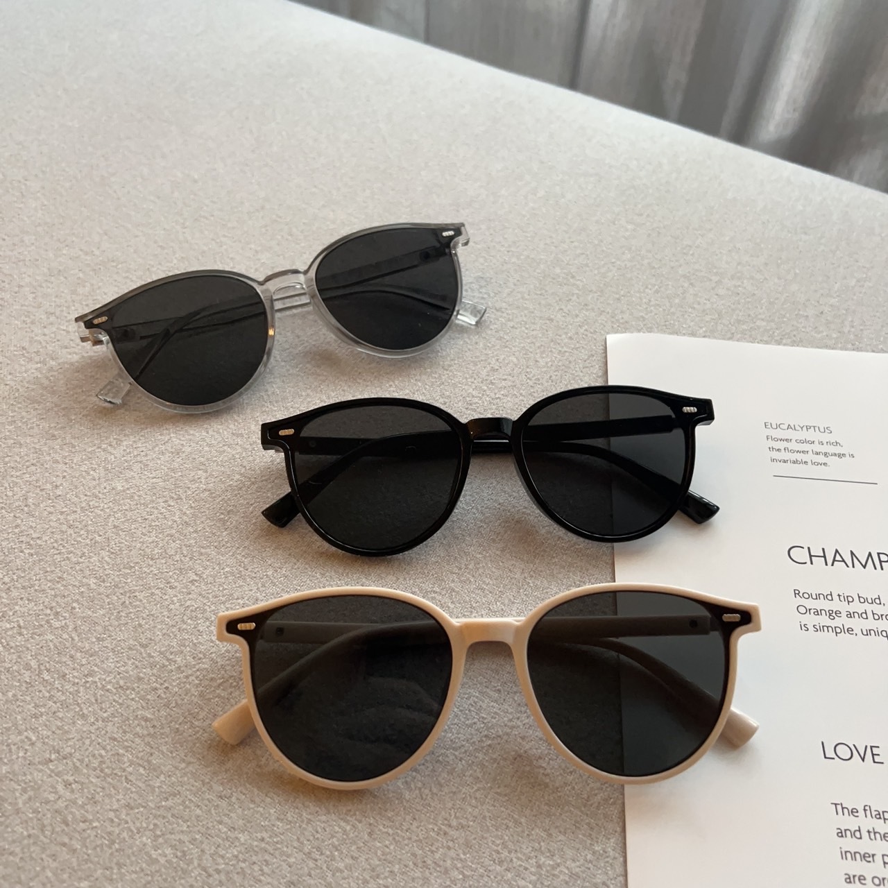 橢圓膠框墨鏡/三色