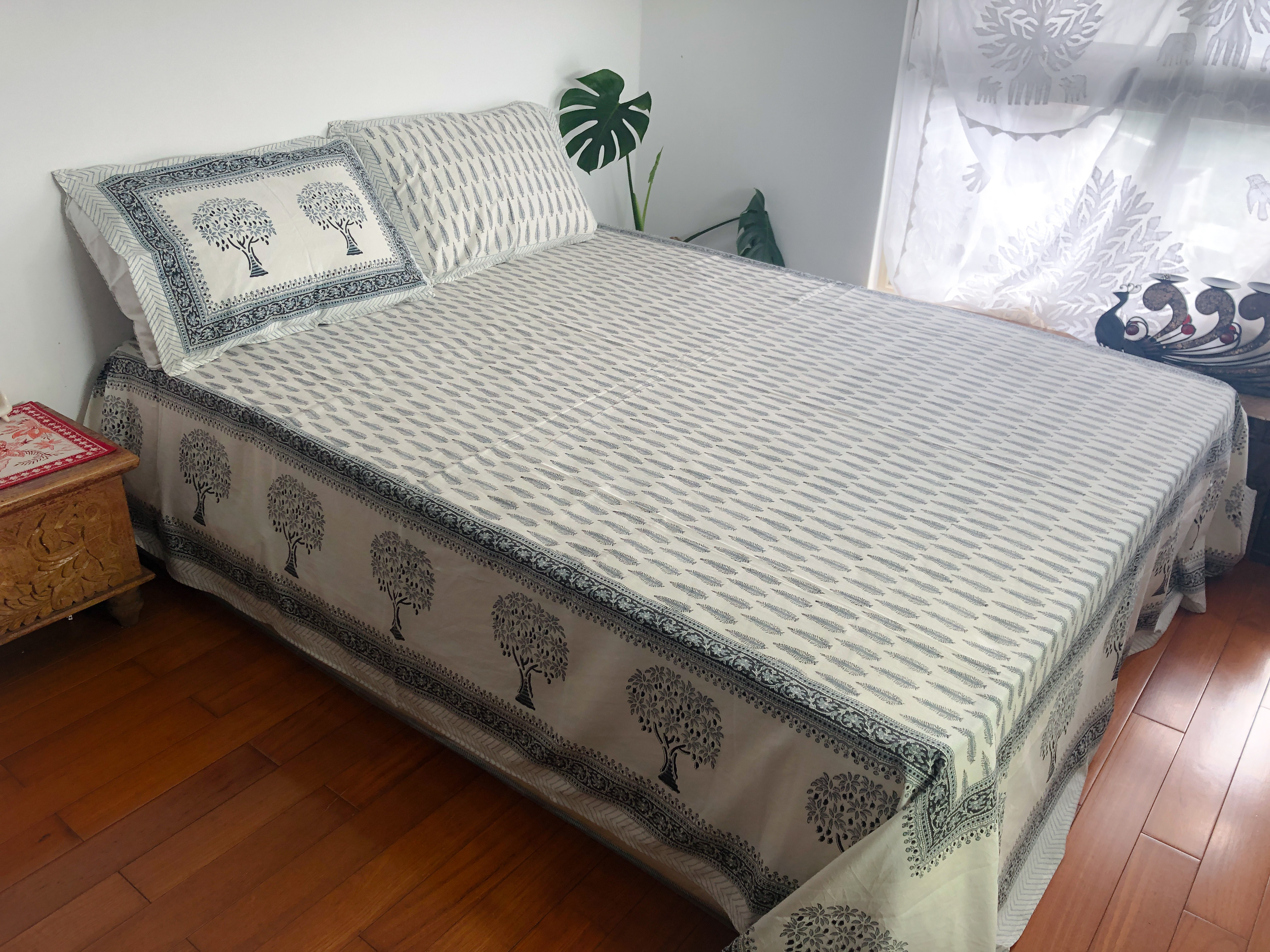 生命樹  純棉植染蓋印平鋪床單
