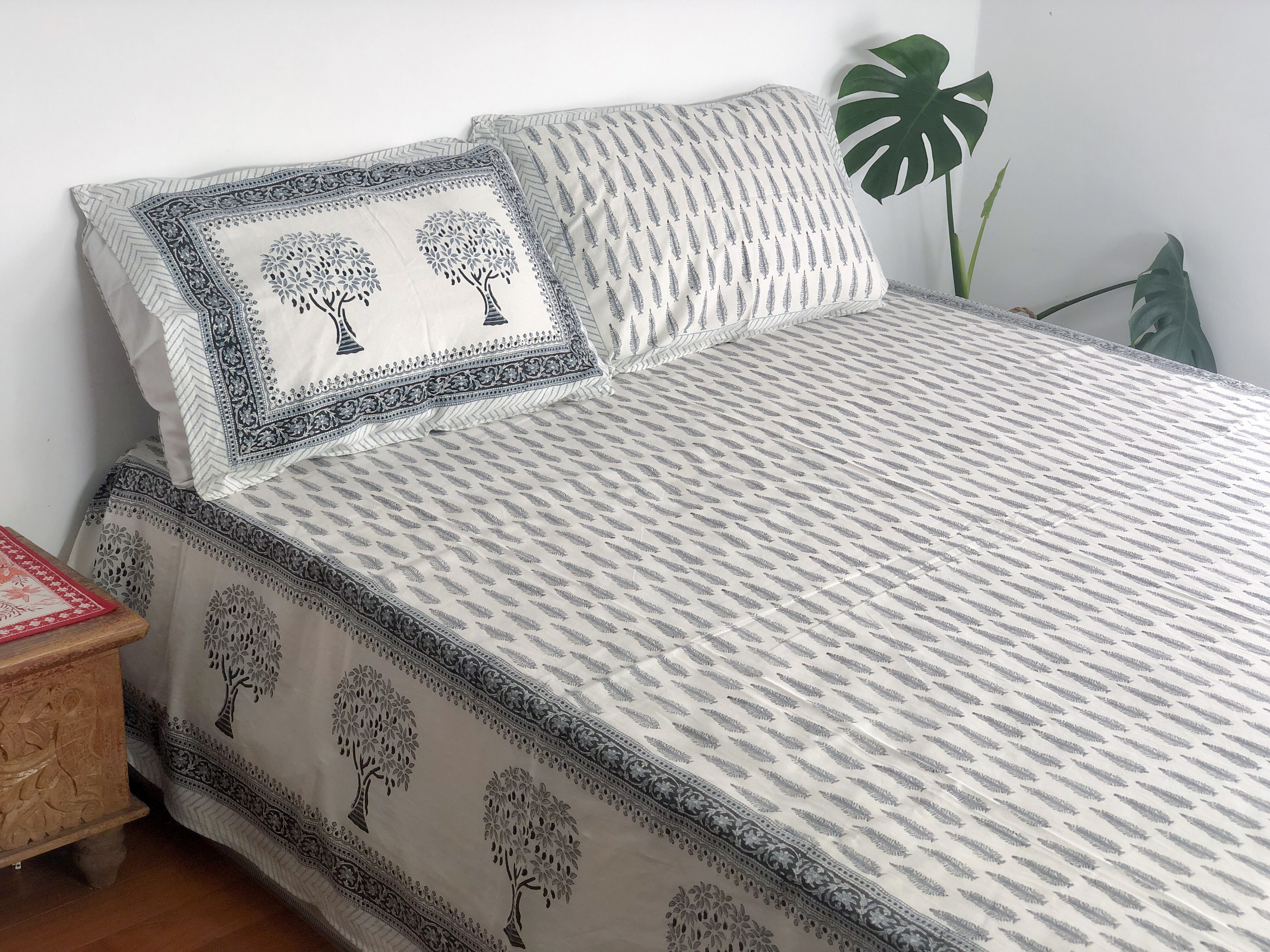 生命樹  純棉植染蓋印平鋪床單