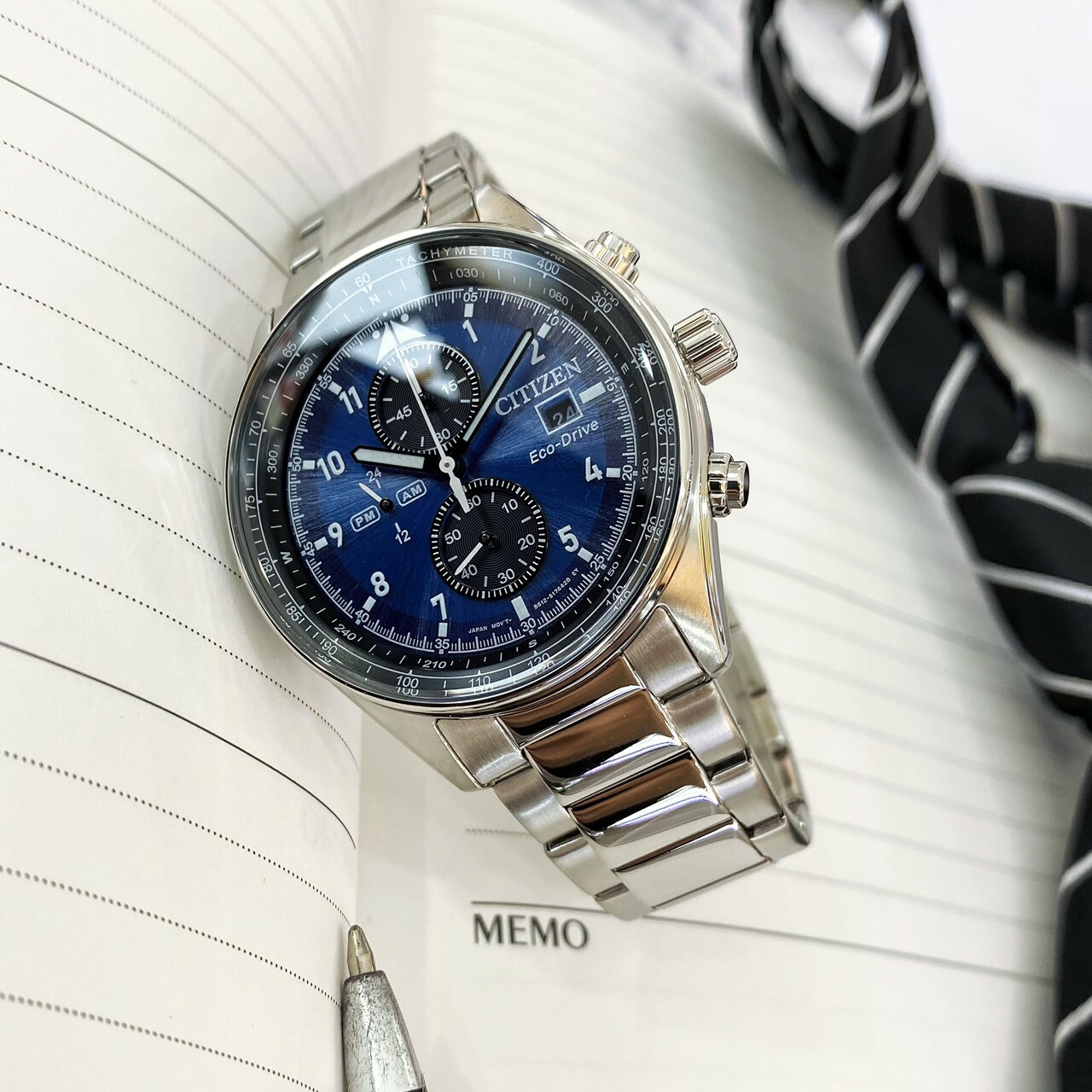 【CITIZEN 星辰】紳士藍面光動能三眼計時腕錶 CA0770-81L 42.5mm 現代鐘錶