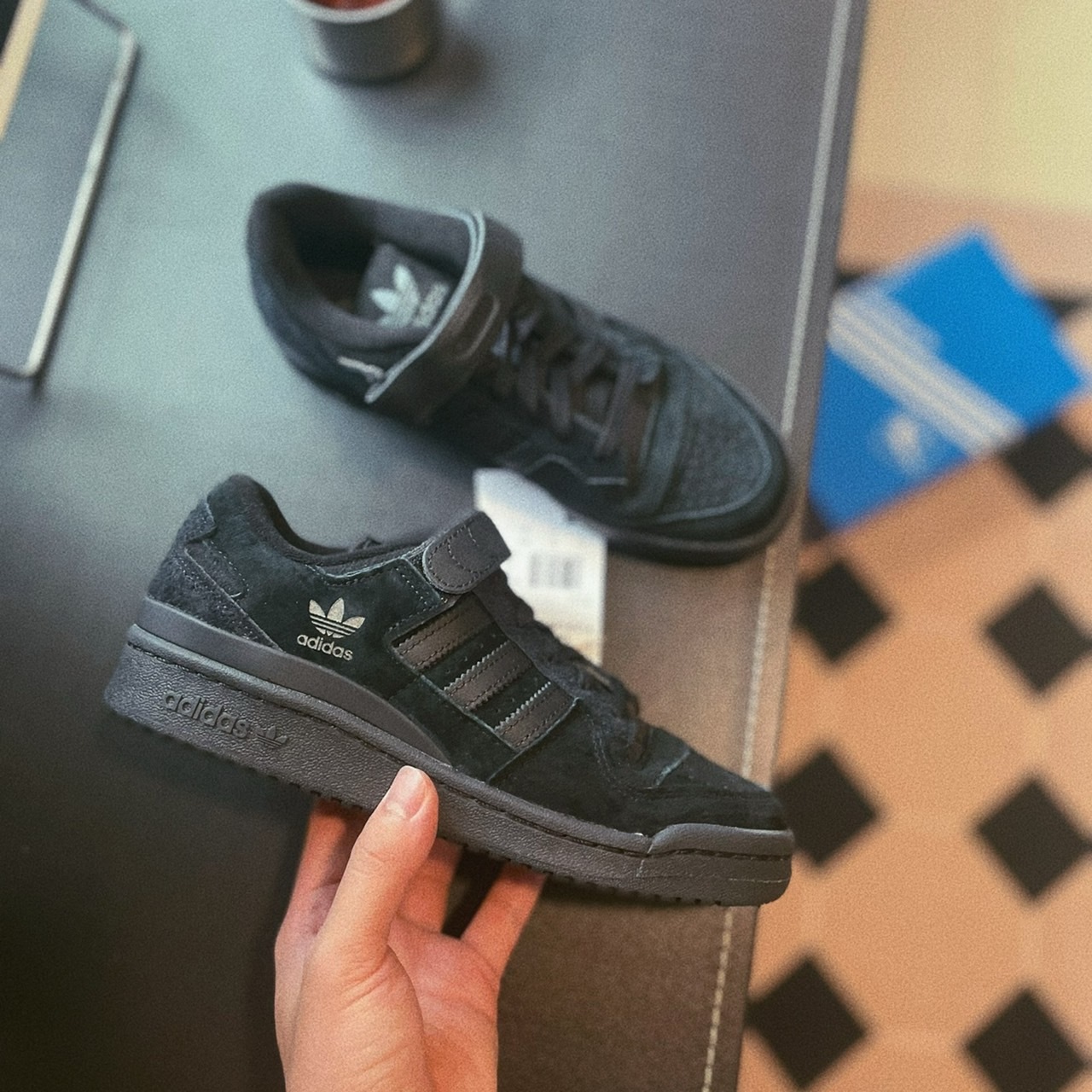Adidas Originals Forum Low 黑色 全黑 熊貓 魔鬼氈 厚底 GZ3907