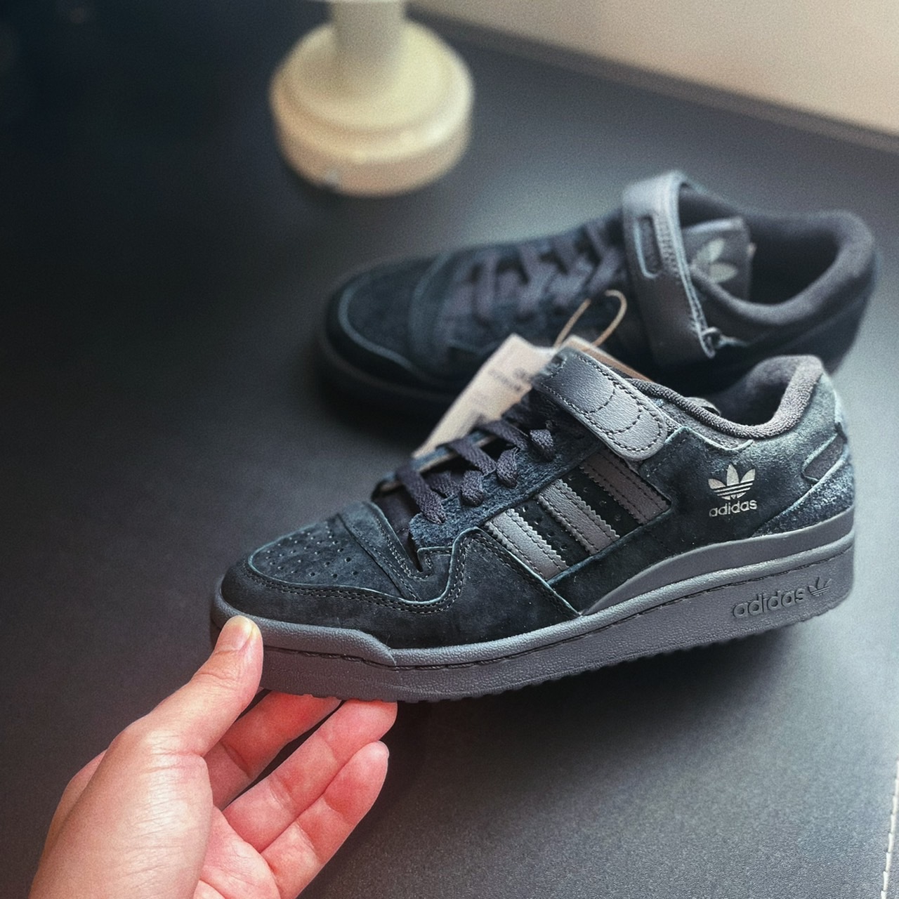 Adidas Originals Forum Low 黑色 全黑 熊貓 魔鬼氈 厚底 GZ3907