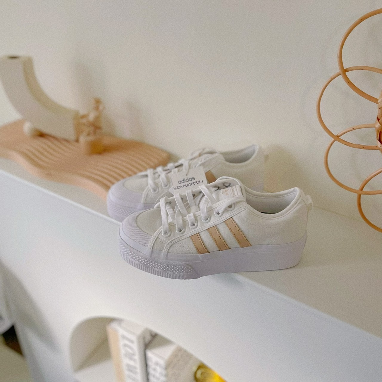 Adidas Originals Nizza Platform 歐洲限定 奶茶色 白色 厚底 小白鞋