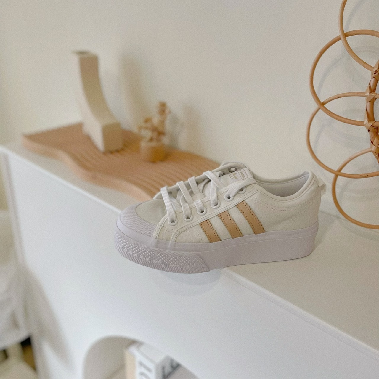 Adidas Originals Nizza Platform 歐洲限定 奶茶色 白色 厚底 小白鞋