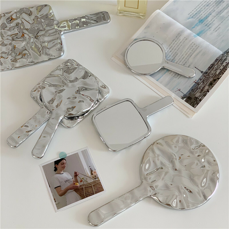 《2216》高級感金屬紋手拿補妝鏡